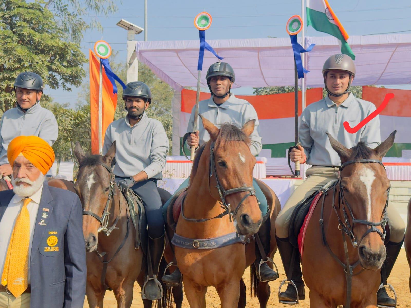   Central Equestrian Team at  Raj sector winning the Silver Medal