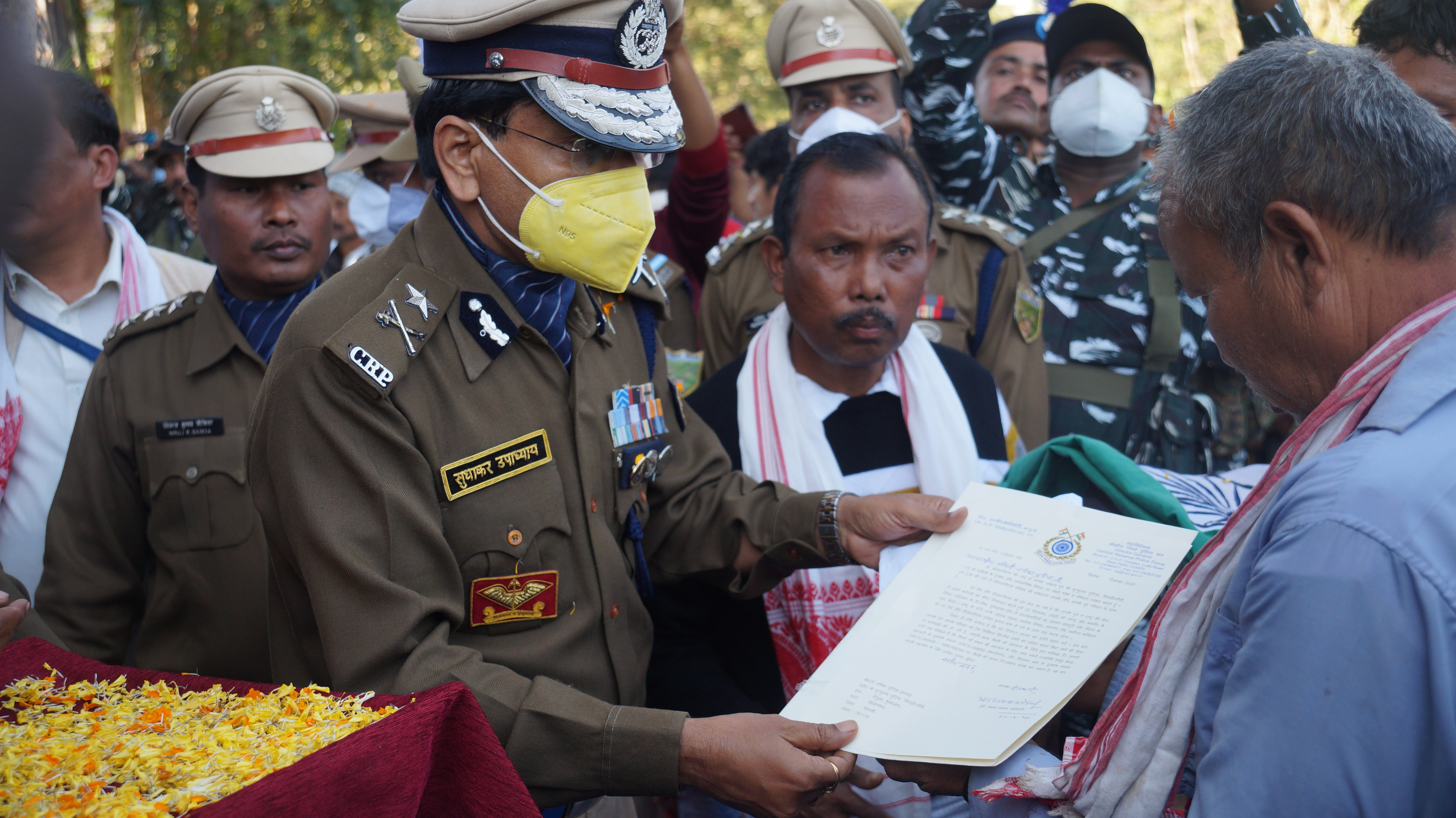   Funeral rites of No. 175351689 CT/GD Mritunjoy Chetia of 115 Bn. attended by Shri Sudhakar Upadhyay, IG, Ops Sector, Jorhat on 26.12.2020 at native place of the Martyr, Village – Gelua, PS- Silapather